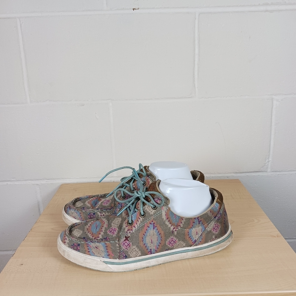 Twisted X Hooey Women's Loper Casual Low Top Aztec Southwest Shoes Size 10 Green